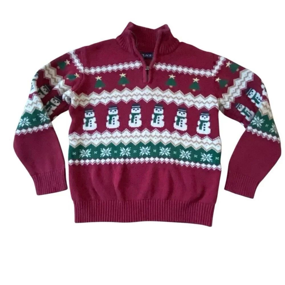 Vintage Children’s Place Holiday Cotton Sweater 10/12 1/4 zip Faire Isle Y2K